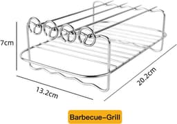 RVS Airfryer Accessoires Gescht voor Ninja Foodi Dual Zone AF300EU/AF400EU/AF500EU – Stapelbaar Grillrooster & Rek met Spiezen voor 7,6L-9,5L Dubbele Heteluchtfriteuse XL — thumbnail 3