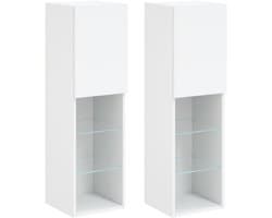 Set van 2 Zwevende TV Meubels met LED Verlichting - Wandkast voor Televisie