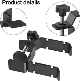2 stuks Hoofdtelefoonhanger, dubbele haken met 360° draaibaar, vergulde metalen hoofdtelefoonstandaard, boren niet nodig, hoofdtelefoonhouder voor op het bureau, zwart — thumbnail 3