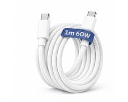 Adapie USB-C naar USB-C Kabel 1 Meter – 60W Power Delivery – Snellaadkabel voor Laptop, Tablet & Smartphone – Wit