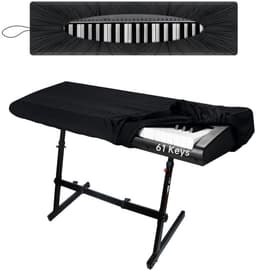 Piano Keyboard Cover Met Trekkoord - 61 Toetsen - Keyboard Beschermhoes - Pianobeschermer - Keyboardbeschermer - Stof Hoes -Stof Hoes Muziekinstrumenten - Beschermhoes Instrument - Keyboardhoes - Zwart — thumbnail 1