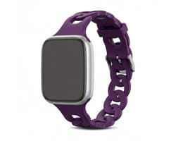 Donker paars horlogebandje voor smartwatch dames en heren met ultra dun schakel design van silicone en vaste sluiting, Geschikt voor Apple Watch 42mm (serie 1 / 2 / 3) / 44 mm / 45 mm / 46 mm (serie 10 / 11) / 49 mm (Ultra 1 / 2 / 3)