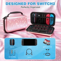 YONO Hard Case geschikt voor Nintendo Switch 2 - Beschermhoes - Opbergtas - Hoes - Koffer - Accessoires - Glitter Roze — thumbnail 5