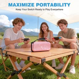 YONO Hard Case geschikt voor Nintendo Switch 2 - Beschermhoes - Opbergtas - Hoes - Koffer - Accessoires - Glitter Roze — thumbnail 6