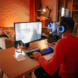 Transparent Acrylic Game Controller Stand Holder, Double Layer Gaming Controller Holder Stand, Universal Dual Gamepad Controller Holder Accessories, Headphone Headset Stand for Desk Table — thumbnail 3