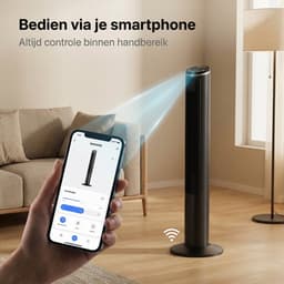 Komodo Breezi Torenventilator met App & Afstandsbediening – Ventilator 3 Snelheden – Timer 1–15 uur – Oscillatie – Stille Modus – LED Display – Zwart — thumbnail 2