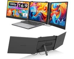 Blackview DCM8 Portable Monitor - 15,3 inch IPS Dubbel Scherm - Laptopscherm: 13-17.3" - 100% sRGB - Laptop Scherm Uitbreider - Plug & Play - Grijs