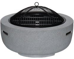 Mustang Vuurschaal met Grillrooster Ø43 cm – Moderne Fire Pit BBQ – Grijs – 60 cm