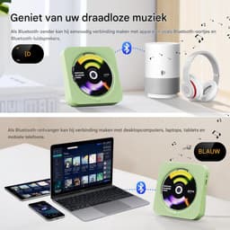 Draagbare CD-Speler -Bluetooth met Dubbele Luidsprekers- HiFi-speaker radio-Oplaadbare CD-Speler met USB-C-Groen — thumbnail 4