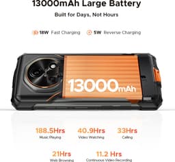 DOOGEE Fire 7 Robuuste Smartphone - IP68/IP69K Outdoor Telefoon - Dual SIM 5G - 16GB RAM - 256GB ROM - 13000mAh 18W - Android 15 - 6,6 inch - 64MP AI-camera - NFC, GPS, OTG - Oranje — thumbnail 12