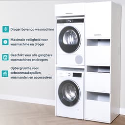 Washcab® Wasmachine Kast - Droger Verhoger - Wasmachine Ombouw - Droger op wasmachine Wit - Stack Set 2 — thumbnail 3