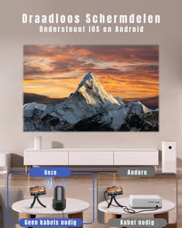 MMP®Draagbare beamer - Beamer - Projector - Mini Beamer - Wit - 22cm x 17cm x 9cm — thumbnail 2