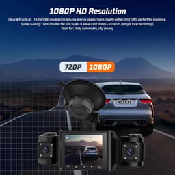3-Kanaals Dashcam met 64GB Kaart - 1080P Full HD voor Voor en Binnen — thumbnail 3