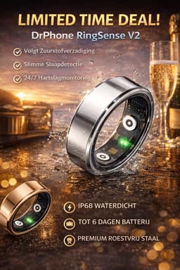 DrPhone RingSense V2 - Smart Ring - Europese ringmaat 57 - IP68 Waterdicht - 24-Uur Hartslagmonitoring – Slaapmonitor – Stappenteller – Mobiele App – Rose Goud — thumbnail 2