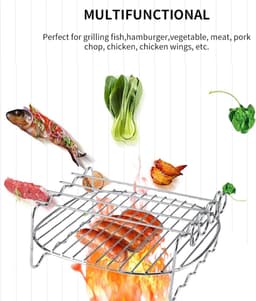 BBQ Kookrek - Dubbele Laag Rvs Spiezen - Griddle Vervangingsaccessoires voor Airfryer HD9225 9920 9231 9233 9904 — thumbnail 7