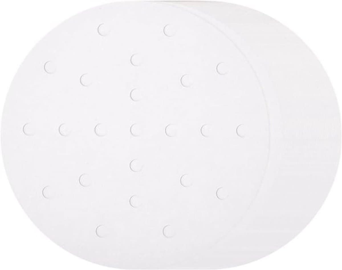 200 Bamboe Airfryer Liners 15,24 cm - Anti-aanbaklaag - Geperforeerd Perkamentpapier - Wegwerp demperpapier - Stoommand - Wit. — afbeelding 1