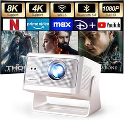 Mini Beamer Full HD 1080p met Android 14 – Draagbare Projector met WiFi 6 & Bluetooth 5.4 – Autofocus, 6D Keystone & 180° Draaibaar – Voor Thuisbioscoop — thumbnail 1