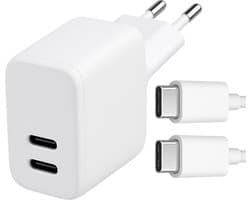 Xtronic 35W USB-C Snellader – Dubbele Poort Oplader – Inclusief 1 meter USB-C naar USB-C 60W - Geschikt USB-C apparaten – Compacte USB-C Adapter