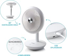 DOMO DO8147 Mini Ventilator 'My Fan' - Tafelventilator Draadloos - Oplaadbaar - Wit — thumbnail 5