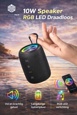 Draadloze Draagbare Luidspreker 10W Speaker RGB LED Draadloos & Wireless Fusion Pack M3 – Draagbare Bluetooth Speaker 10W | Waterdicht | RGB LED | Hifi Bas | BT/USB/TF/FM | Outdoor Wireless Speaker-Kerstcadeau-Nieuwjaar-2026-Verjaardag- — thumbnail 3