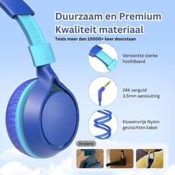 NBAP® Koptelefoon Kinderen met Draad - Gaming Headset - Blauw — thumbnail 3