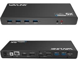 Universeel USB-C/USB 3.0 Laptop Dockingstation met Dubbele 4K/Enkele 5K Video-uitgang, Ethernet en 6x USB 3.0