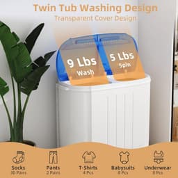 Compacte Draagbare Wasmachine met Centrifuge - Mini Wasmachine 6,5 kg voor Kleine Ruimtes & Campers — thumbnail 4