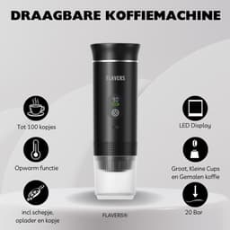Flavers ® | Draagbare Koffiemachine | 2026 model | Draagbare Elektrische Espressomachine | Zwart | Koffiezet apparaat voor Onderweg | Capsules & Gemalen Koffie | Portable Espresso Machine | Cadeauset | koffiemaatje | Reis & Camping Koffiezetapparaat — thumbnail 2