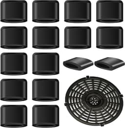 16-delige set van krasbestendige rubberen beschermhoezen, siliconen pads, rubberen voetjes voor airfryer bakplaten, rubberen dempingspads voor airfryer, vervangingsonderdelen en accessoires, geschikt voor airfryer bakplaten (zwart). — thumbnail 1