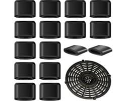 16-delige set van krasbestendige rubberen beschermhoezen, siliconen pads, rubberen voetjes voor airfryer bakplaten, rubberen dempingspads voor airfryer, vervangingsonderdelen en accessoires, geschikt voor airfryer bakplaten (zwart).