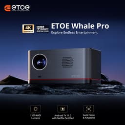ETOE Whale Pro Projector, Android TV 11.0, 1500 ANSI, 1080P Native 4K Decoding, Auto Focus/Keystone, Dual Band WiFi, Dolby Audio, Home Theater​ — thumbnail 1