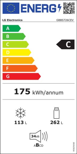 LG GBBS726CEV Koel-vriescombinatie 375L - Zwart - Energieklasse C - DoorCooling voor gelijkmatige koeling - Fresh Balancer voor optimale versheid - Stille Smart Inverter Compressor en ThinQ wifi bediening — thumbnail 2