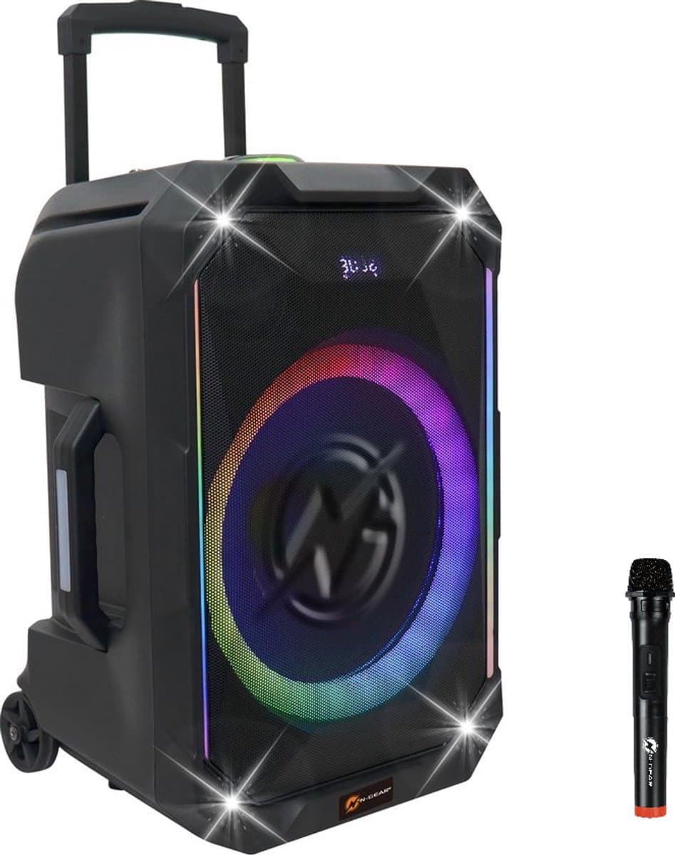 N-GEAR THE FLASH 1540 - Karaoke Speaker - 15" Woofer - Bluetooth - LED Lichtshow - Incl. Draadloze Microfoons — afbeelding 1