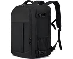 Handbagage van 40 x 25 x 20 cm (Ryanair), 20 liter, rugzak voor in het vliegtuig, handbagage reistas, reistas met vak voor een laptop van 18 inch, zwart