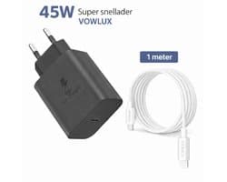 45W Super Snel Lader Adapter + 1 Meter 60W gevlochten Extra Stevige USB C Kabel Naar Compatible lightning Poort Wit - Geschikt voor iPad en iPhone X/11/12/13/14 Oplader Set 1 Meter