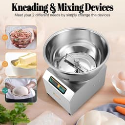 Deegmixer Roestvrij Staal - Professionele Mixer - Bakken En Koken - Krachtige Motor 1800W - 5L Capaciteit - Zilver — thumbnail 2