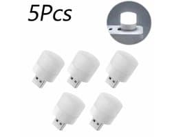 5 Stuks USB Nachtlampje LED – Mini USB Lamp – Warm Wit Licht – Oogvriendelijk – Voor Powerbank, Laptop & Stopcontact – Nachtlamp Slaapkamer & Lezen
