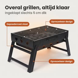 Lomera Opvouwbare BBQ - Draagbare BBQ - Houtskool BBQ - Camping BBQ - Tafel BBQ - Mini BBQ - Reis BBQ - Reisgrill - Koffer BBQ - Festival BBQ — thumbnail 3