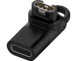 Adapter geschikt voor Garmin Horloge naar USB C kabel - 90 graden haaks ontwerp - Converter - Klein - Oplader - Zwart