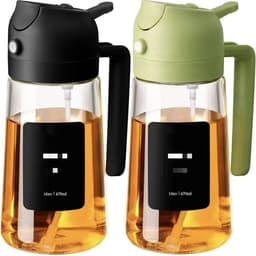 Keuken huishoudelijke spuit-en-giet 2-in-1 oliekan, oliefles, eetbare oliecontainer, grote capaciteit, olijfolieverdeler en oliesprayfles - 16 oz/470 ml, lichtbestendige oliekan, geschikt voor keuken, airfryer, koken, salades en barbecue, stijl 4 — thumbnail 1