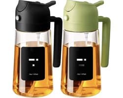 Keuken huishoudelijke spuit-en-giet 2-in-1 oliekan, oliefles, eetbare oliecontainer, grote capaciteit, olijfolieverdeler en oliesprayfles - 16 oz/470 ml, lichtbestendige oliekan, geschikt voor keuken, airfryer, koken, salades en barbecue, stijl 4