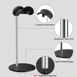 Hoofdtelefoonstandaard - Headset houder - Bureau organizer - Solide metalen basis - Zwart — thumbnail 5