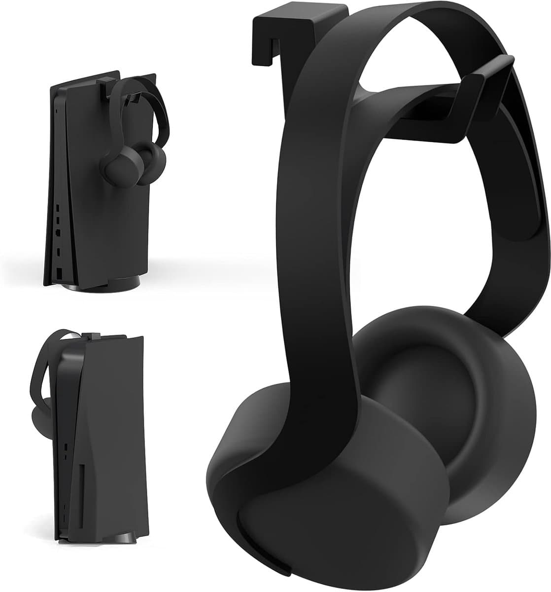 Hoofdtelefoonhouder - Hanger Steun - Gaming Setup - Minimalistisch Design - 41x33x90mm - Zwart — afbeelding 1