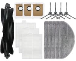 16stuks - robotstofzuiger - Accessoireset - geschikt voor Eufy L60 Hybrid (SES) - L60 - L60 SES - L50 - L50 SES - robotstofzuiger - Met 3HEPA Filters - 1Roller - 4Zijborstels - 5 Mopdoeken - 3Stofzakken - Vervangingsonderdelen