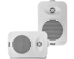 Pyle Luidsprekerset – Indoor/Outdoor – 500 W – Waterdicht – 2-weg Full-Range – 13,3 cm Speakers – Wit (Set van 2)
