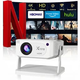 Mini beamer - XNAN smart projector - Android 11 - WiFi 6 - Bluetooth - 4K ondersteuning - 720p native - automatische keystone - draagbare home cinema beamer - handmatige focus - 40 tot 120 inch - 1 tot 4 m projectieafstand - compact formaat - wit — thumbnail 1