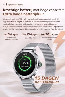 Evy24 Smartwatch Dames 38mm - Horloge Dames - AMOLED - Sporthorloge - Stappenteller - Saturatiemeter - Geschikt voor iPhone & Android - Brons — thumbnail 4