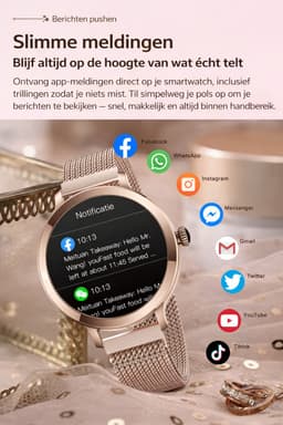 Evy24 Smartwatch Dames 38mm - Horloge Dames - AMOLED - Sporthorloge - Stappenteller - Saturatiemeter - Geschikt voor iPhone & Android - Zilver — thumbnail 4