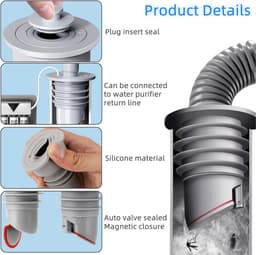 Allecta - Afvoerslangafdichting - Rioolplug - Siliconen - Afdichtingsring - Afvoerpijp - Keuken - Badkamer - Wasmachine - Zwart - 35-40 cm - Waterdicht — thumbnail 5