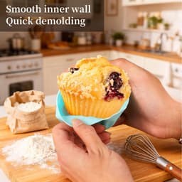 6 stuks - Siliconen muffinvormpjes - Eiervormpjes voor de airfryer - Siliconen cakevormpjes - Blauw + Rood - Siliconen muffinvormpjes - Antiaanbak siliconen bakkommen die makkelijk uit de vorm te halen zijn - Siliconen bakvormpjes — thumbnail 3